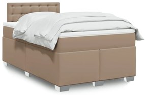 3286123 vidaXL Pat box spring cu saltea, cappuccino, 140x190cm piele ecologică