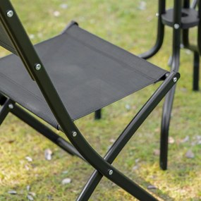 Set de Gradina din 3 Piese din Metal Outsunny, Salon in aer liber cu 2 Scaune Pliante si Masuta pentru Terasa si Bistro, Negru