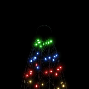Brad de Craciun pe catarg, 200 LED-uri, multicolor, 180 cm Multicolour, 180 x 70 cm, Becuri LED in forma zigzag, 1