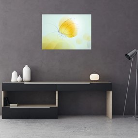 Tablou pe sticlă - Fluturele galben (70x50 cm)