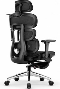 VERTEX PRO – Scaun Ergonomic, Tetieră 4D, Spătar Reglabil pe Înălțime 5 Trepte, Suport Lombar Multipunct, Cotiere 3D, Șezut Mesh Translatabil 5 cm, Recliner 135°, Suport Picioare, Negru