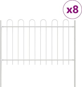 vidaXL Gard de Grădină 8 pcs Alb 13,6 x 1 m Oțel acoperit cu pulbere