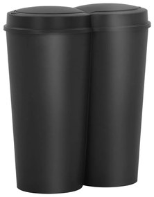 Cos de gunoi dublu, negru, 50 L Negru