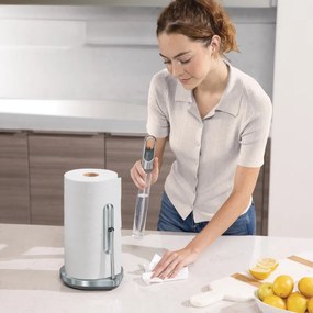Suport pentru hârtie de bucătărie cu pulverizator de suprafață integrat SimpleHuman KT1196, 177 ml, 20.3x17.8x38.1 cm, Matte Inox
