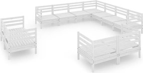 vidaXL Set mobilier de grădină, 11 piese, alb, lemn masiv de pin
