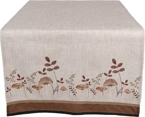 Fata de masa bej, din bumbac, 50x140 cm, Mushrooms