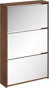 vidaXL Pantofar cu oglindă, 3 niveluri, Stejar maro, 63x17x102,5 cm