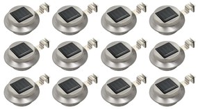 vidaXL Lămpi solare de exterior LED, 12 buc., alb, 12 cm, rotund
