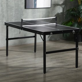 SPORTNOW Set de tenis de masă, pliabil, încuietoare și mâner, cadru din aluminiu, 152x76x72 cm, Negru | Aosom Romania