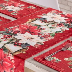 Set de 4 șervete și traversă de masă RED POINSETTIA