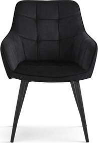 Fotoliu de sufragerie VARSI VELVET cu picioare negre, negru