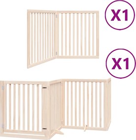 vidaXL Poartă de câini pliabilă cu ușă, 6 panouri, 480 cm, lemn plop
