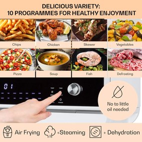 Klarstein Vita Pro, friteuză cu aer cald cu gătit cu aburi, 2450 W, 18 litri, 14 programe, rezervor de apă de 800 ml