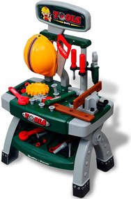 vidaXL Banc de lucru pentru copii, cu unelte, Verde + Gri