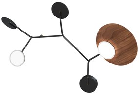 Lampă de perete Ballon 5 B, mai multe variante - TUNTO Model: cadre auriu/aur 24k, parte fixă neagră, panou de lemn negru