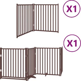 vidaXL Poartă câini pliabilă cu ușă 6 panouri maro, 480 cm, lemn plop