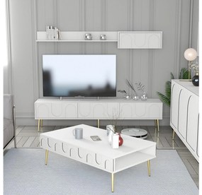 Set mobilier living Lyantela (alb + Auriu). 1107136