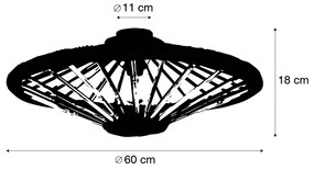 Plafoniera orientala din bambus cu negru 60 cm - Evalin