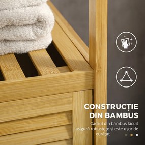 Kleankin Mobilier de Baie din Bambus cu Dulăpior cu Ușă și Rafturi, 33x36,5x67 cm, Lemn Natural | Aosom Romania