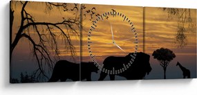 Tablou cu Safari (cu ceas) (90x30 cm)