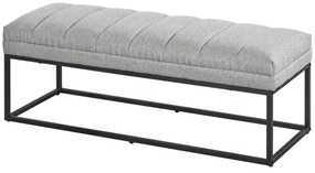 HOMCOM Banc design modern, scaun căptușit în material aspect lin gri și structură din metal negru, suport 200 kg, 120x44x45,5cm | Aosom Romania
