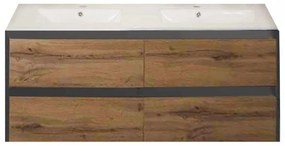 Mobilier de baie Porto 120 cu bază și lavoar în culoarea stejarului rustic antracit
