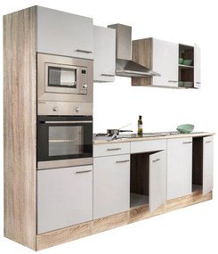 Mobilă de bucătărie Yorki 270 cu corp din stejar sonoma și față alb satinat