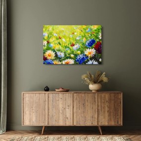 Tablou - Pictură în ulei, pajiște înflorită (90x60 cm)