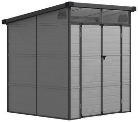 Outsunny Șopron pentru Grădină din Plastic cu Ferestre și Orificii de Ventilație, 190x191x215 cm, Gri Deschis | Aosom Romania