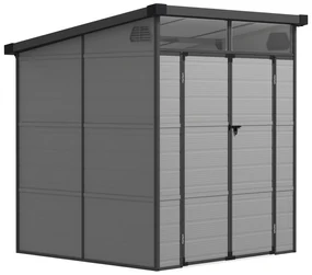 Outsunny Șopron pentru Grădină din Plastic cu Ferestre și Orificii de Ventilație, 190x191x215 cm, Gri Deschis | Aosom Romania