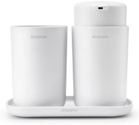Set accesorii baie Brabantia ReNew 1003492, 3 piese, 250 ml, Rezistent la coroziune, Alb