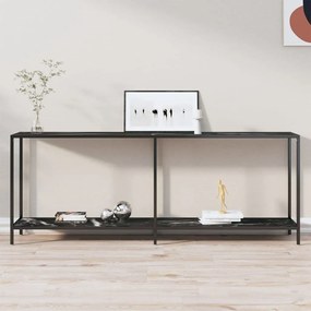 331709 vidaXL Masă consolă, negru, 200x35x75,5 cm, sticlă securizată