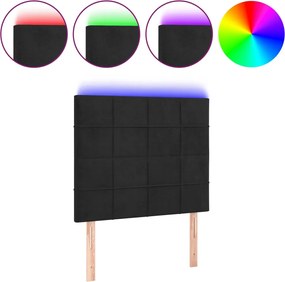 vidaXL Tăblie de pat cu LED, negru, 80x5x118/128 cm, catifea