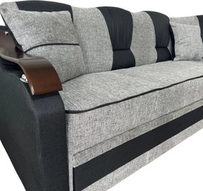 Coltar VALAHIA extensibil, lada de depozitare, stofa gri + negru, 270x220x90 Gri + Negru