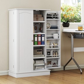 HOMCOM Dulap bucătărie garde-manger cu 2 uși, 5 rafturi și 12 recipiente pentru condimente - 60 x 30 x 104 cm - alb | Aosom Romania