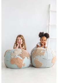 Fotoliu puf pentru copii albastru/bej World Map – Lorena Canals