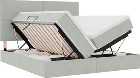 vidaXL Pat cu storage cu saltea Gri deschis 180 x 200 cm Catifea