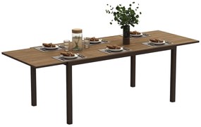 Outsunny Masă Extensibilă pentru Terasă cu Margini din aluminiu, 160/240x90x74 cm, Maro | Aosom Romania