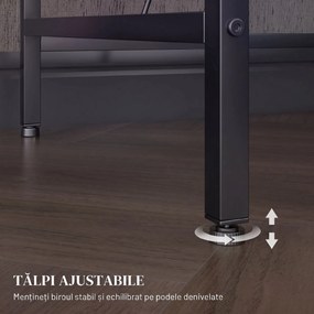HOMCOM Birou de Gaming în Formă de L cu Lumini LED, Birou de Colț Reversibil cu Rafturi de Depozitare, 107x80x90 cm, Negru | Aosom Romania