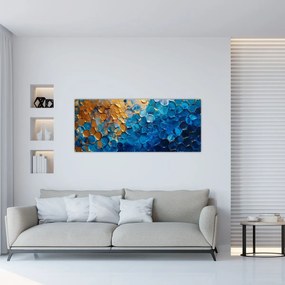Tablou - Pictura albastru-auriu (120x50 cm)