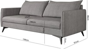 Canapea gri 199 cm Juli Bis – Ropez