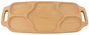 Platou din lemn pentru aperitive, 5 compartimente, 70x30 cm