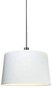 Lampă modernă suspendată neagră cu abajur 45 cm alb - Combi 1