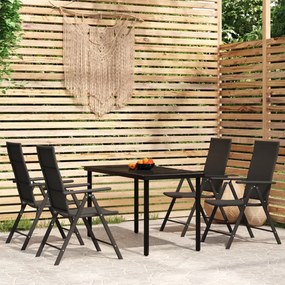 Set de mobilier pentru gradina, 5 piese, negru