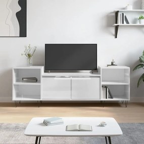 Comoda TV, alb extralucios, 160x35x55 cm, lemn prelucrat