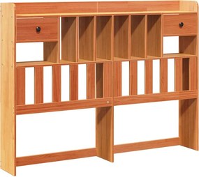 vidaXL Tăblie de pat cu depozitare maro ceruit, 140 cm, lemn masiv pin