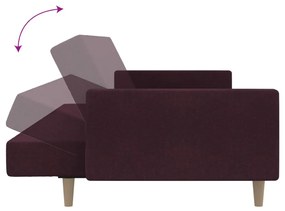 Canapea extensibila cu 2 locuri, violet, textil Violet, Fara suport de picioare