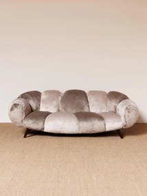 Canapea premium din catifea taupe, 3 locuri, „Mercurio”