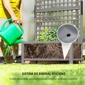 Outsunny Jardinieră înălțată cu spalier și acoperiș, cutie de plantare, pat de flori, rezistent la intemperii, lemn, 90 x 45 x 183 cm, gri închis | Aosom Romania