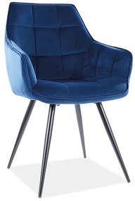 Scaun de sufragerie Leslee (Albastru marin + Negru). 1050406